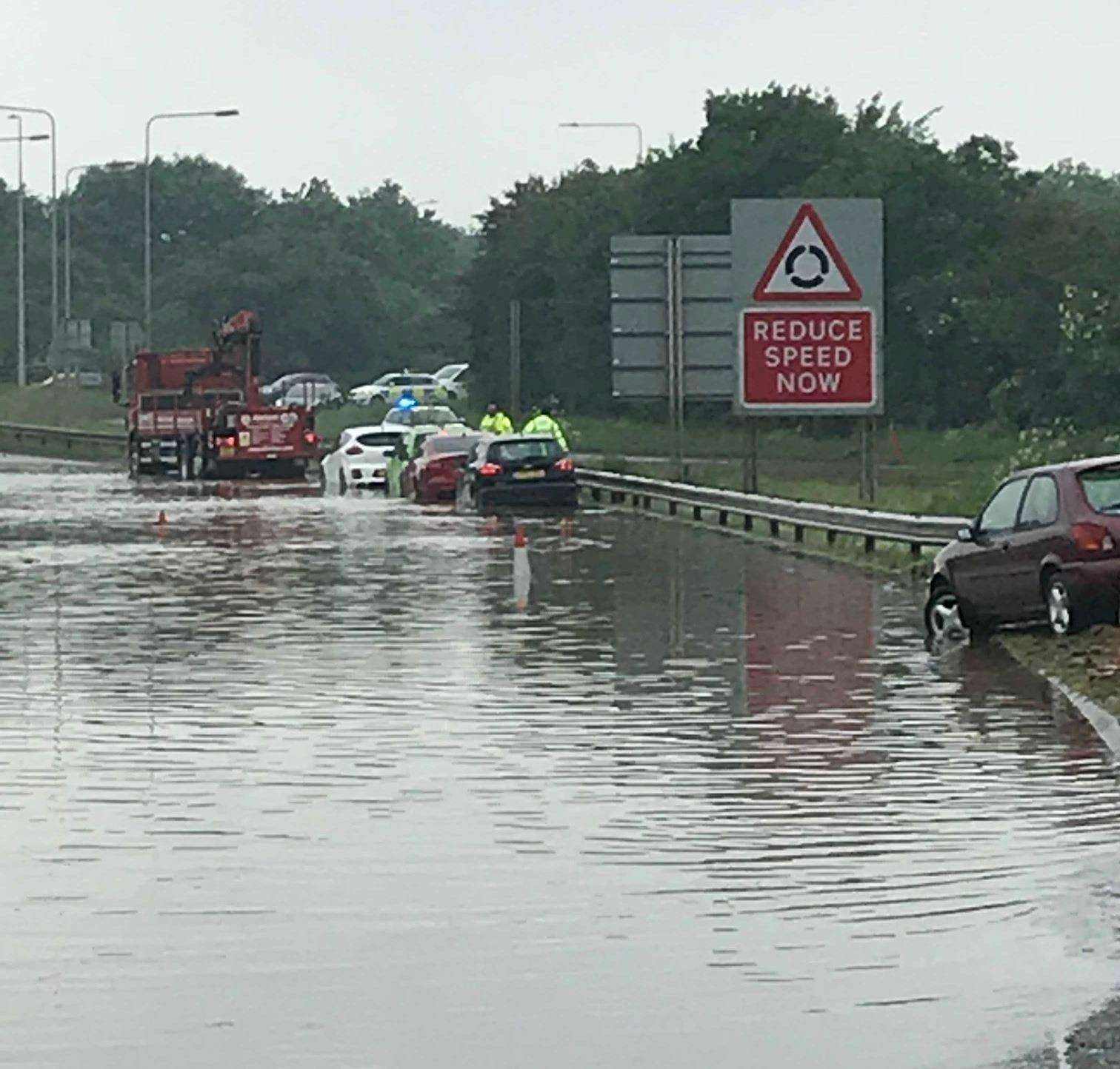 Flooding near Detling Hill. Picture: Jack Neale