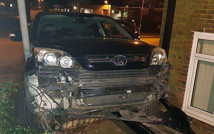 The damaged vehicle. Picture: @Media999E @EastKent999vids