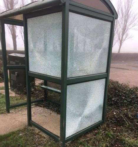 A bus stop was damaged by catapults. Picture: Cranbrook and Sissinghurst Parish Council