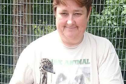 Ros Shute with one of her baby emus