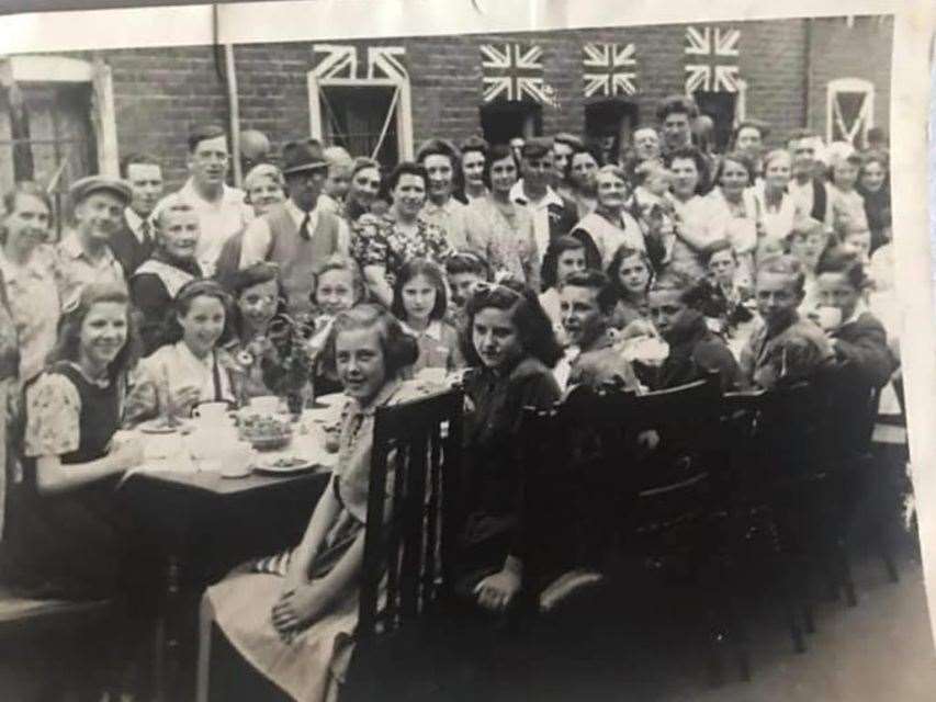 Sheila Elliott, from Strood, second from the left facing the camera. Picture: Ellen Norman