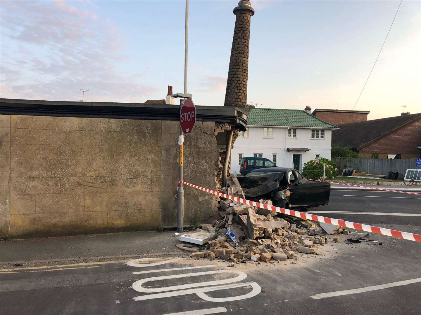 In 2019, this pillar - at the end of St Leonard's Road - was struck by a driver. Picture: MDC Diamond Removals