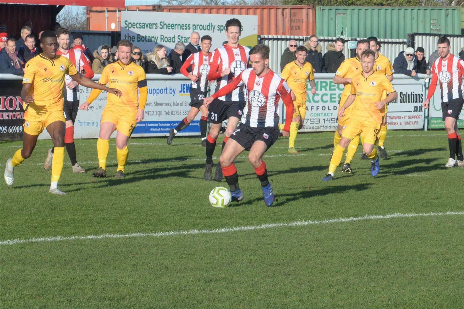 Action between promotion-chasers Sheppey United and Bearsted during the expunged 2019/20 season Picture: Chris Davey