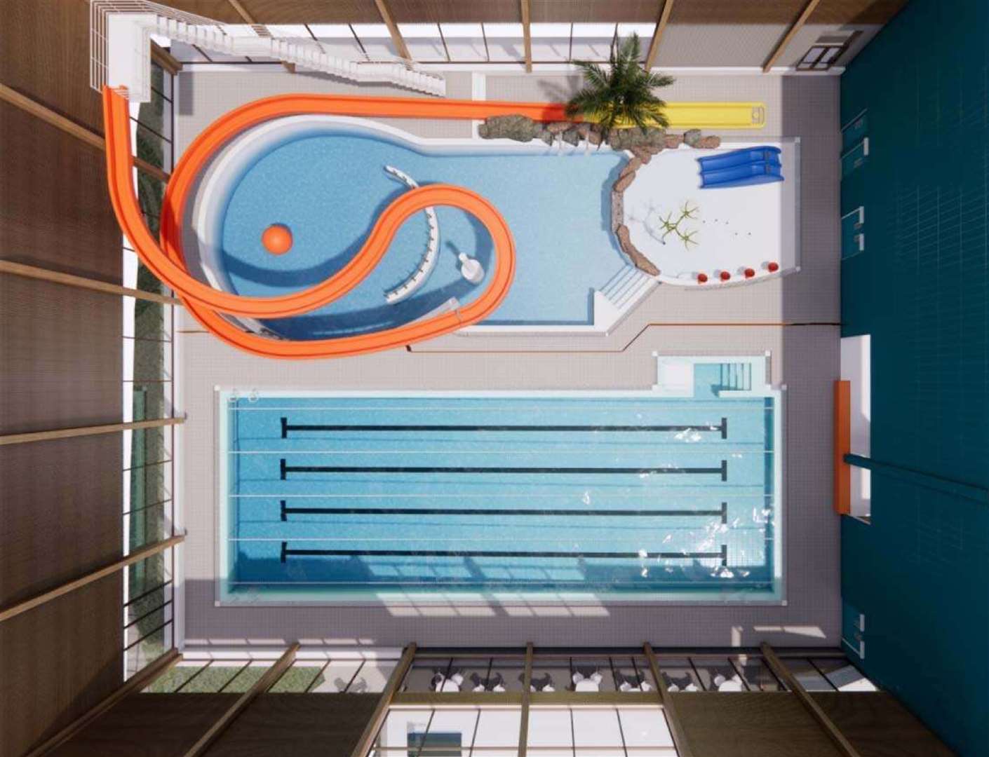 A CGI image of how the new swimming pool may look . Picture: Space&Place |