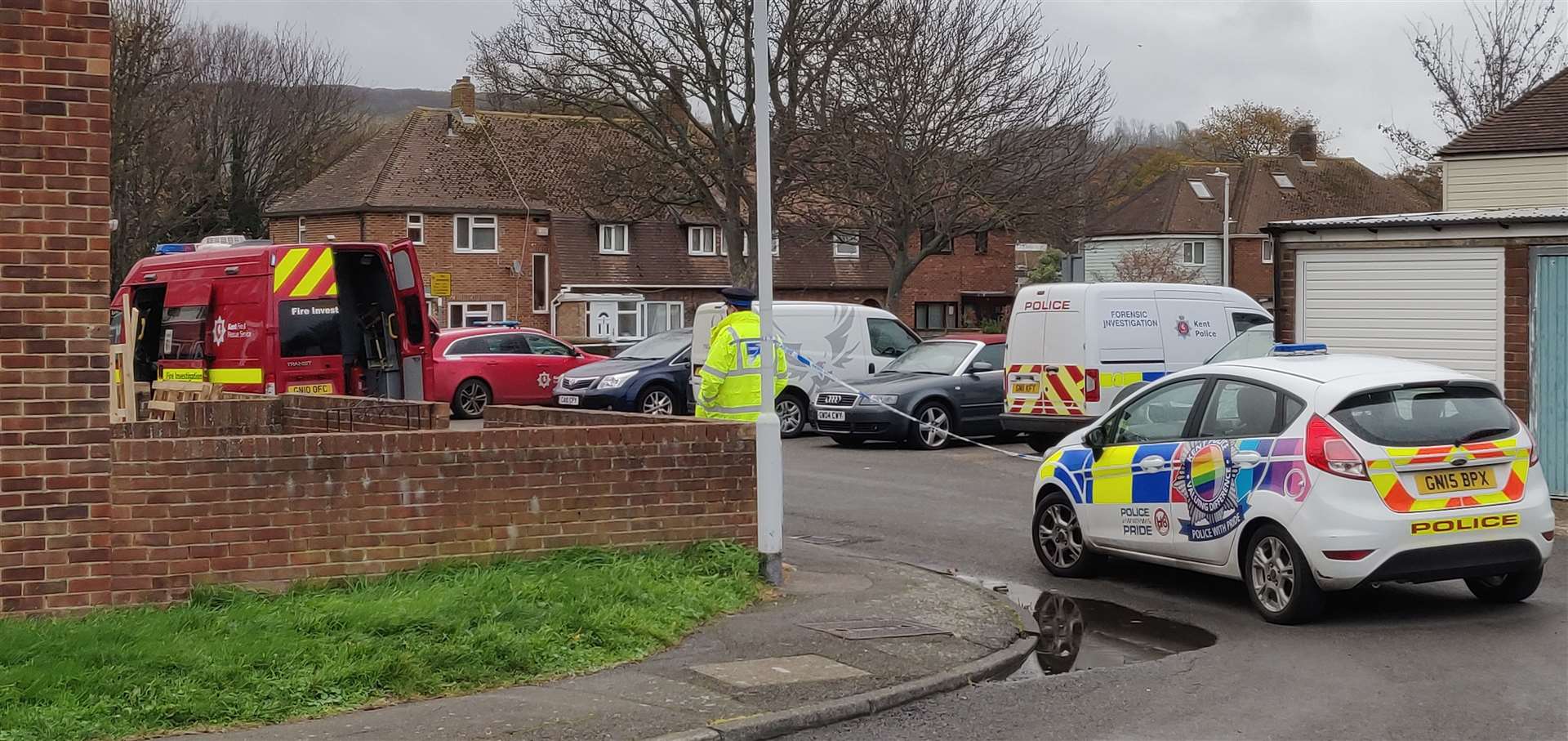 Fire crews at the scene of the blaze. Photo: Rhys Griffiths