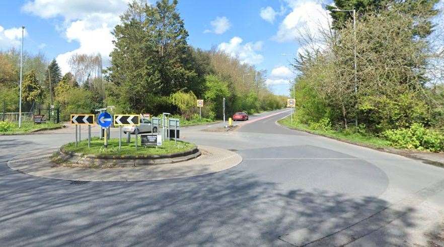 A256 Sandwich Bypass is blocked after a three-vehicle crash on Deal roundabout. Picture: Google