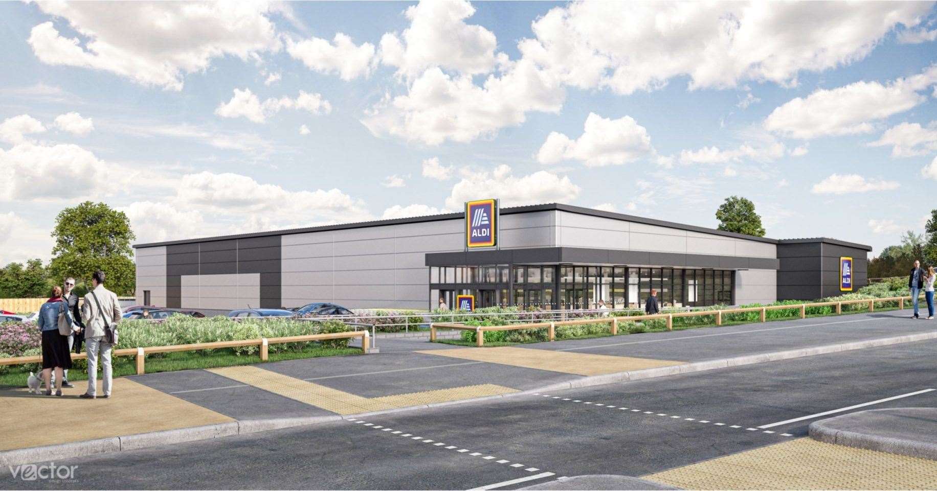 A CGI mock-up of how the new Aldi store could look