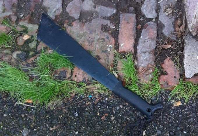 Deadly find: the machete unearthed by a litter picker. Picture:Augusta Pearson