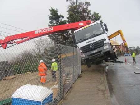 Crane toppled in Whitstable