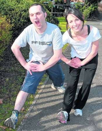 Feel the burn: KMFM freelancer Joanna Earle is doing the London marathon and is clearly ready. Lee isn't.