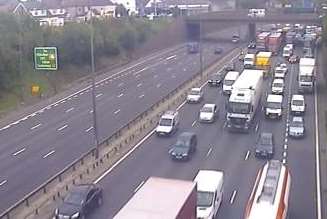 Queues on the approach to the Dartford Crossing after a lorry crash. Picture: Highways Agency
