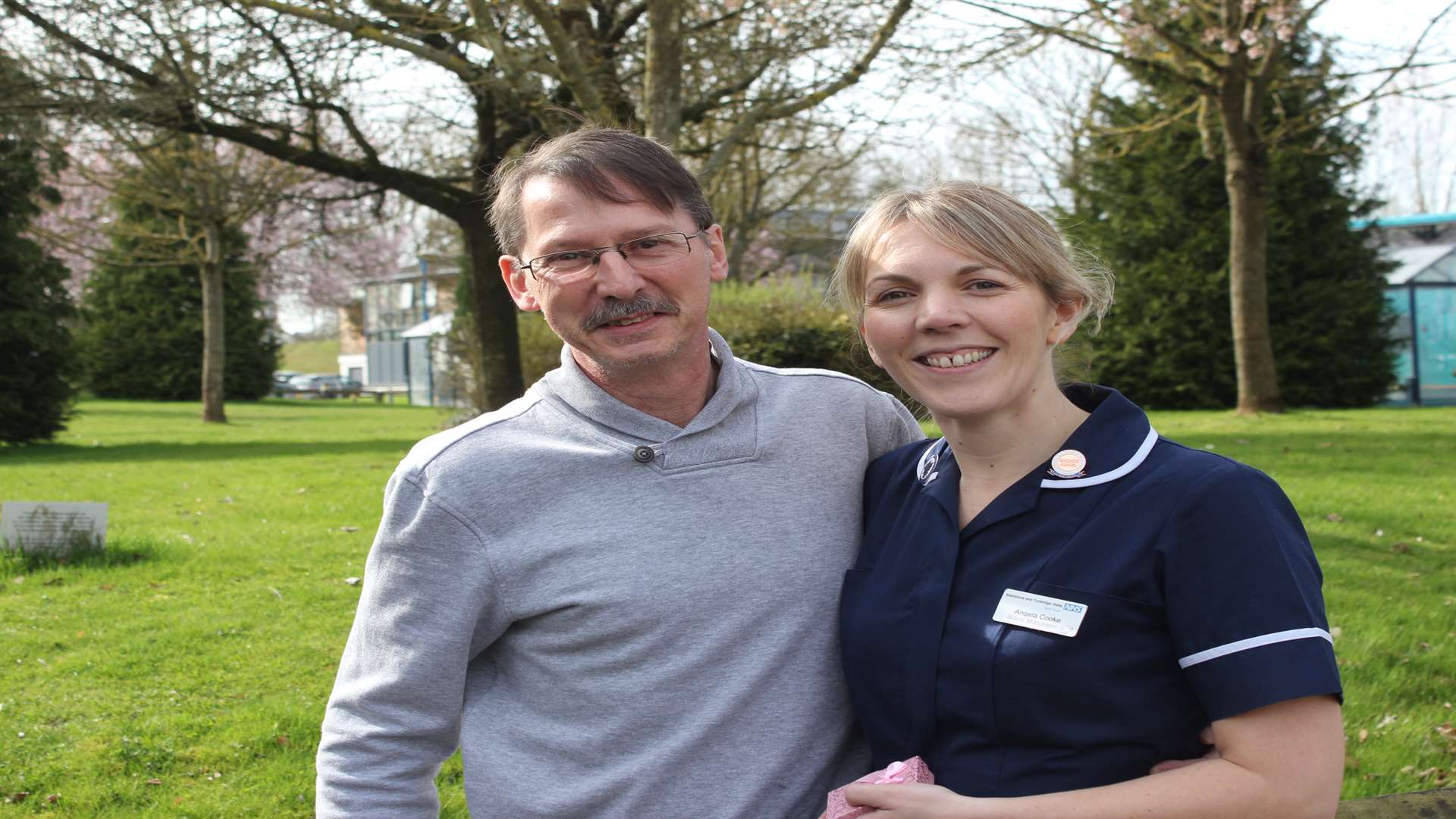 Ivo Fossaluzza with nurse Angie Cooke, who saved him when he collapsed at the wheel from a massive heart attack Picture: Maidstone and Tunbridge Wells NHS Trust