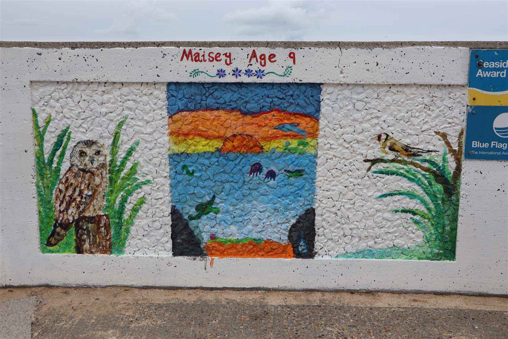 Designs on Leysdown sea wall inspired by Maisey, nine, of St Clement Primary School