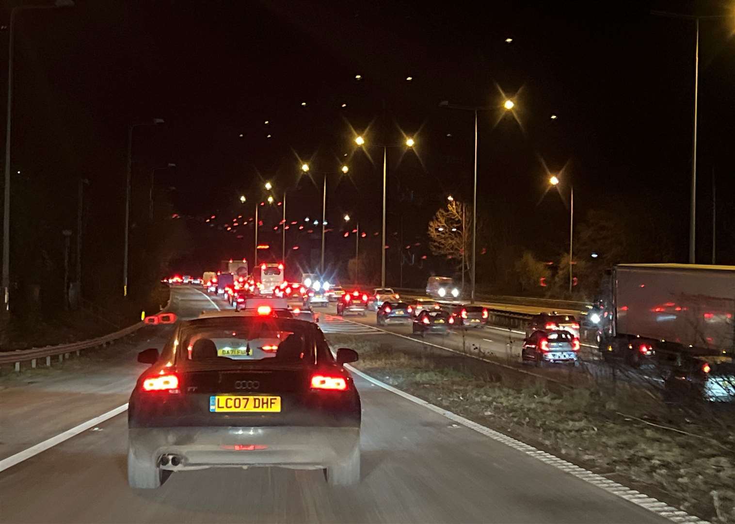 Traffic was slow on the M2 by Junction 4. Picture: Megan Carr
