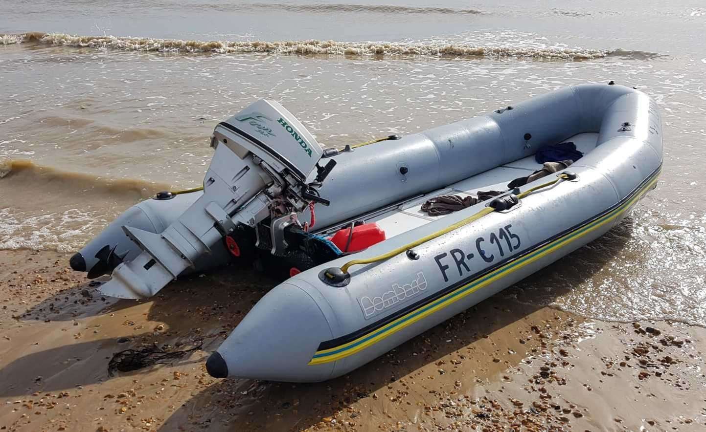 The suspected migrants abandoned the small boat in the water which was pulled onto the shingle by passers by