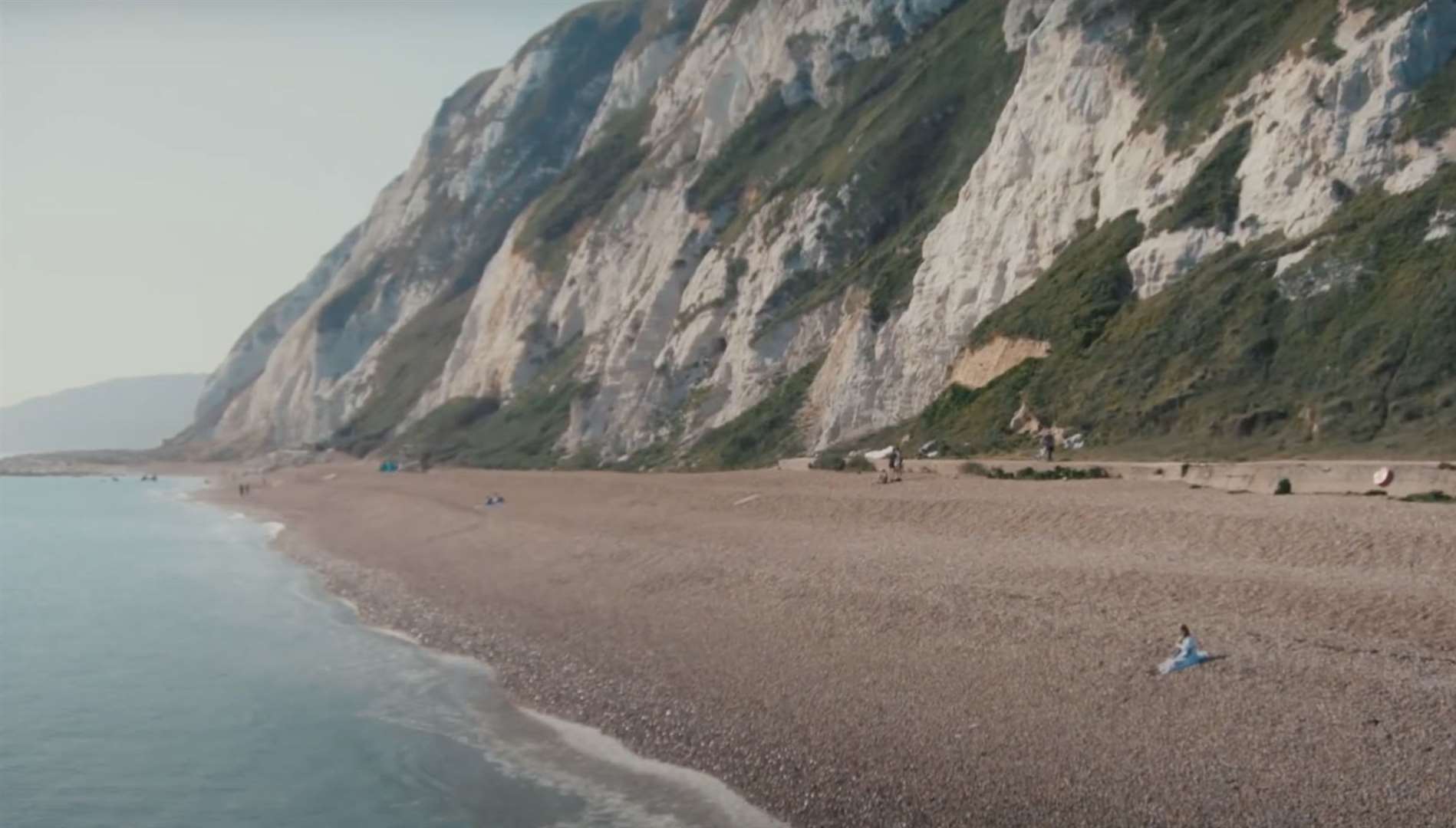 Although she wrote the song on the actual Dover Beach, the video was shot at Samphire Hoe. Picture: Still from 'Dover Beach' © 2021 Universal Music Operations