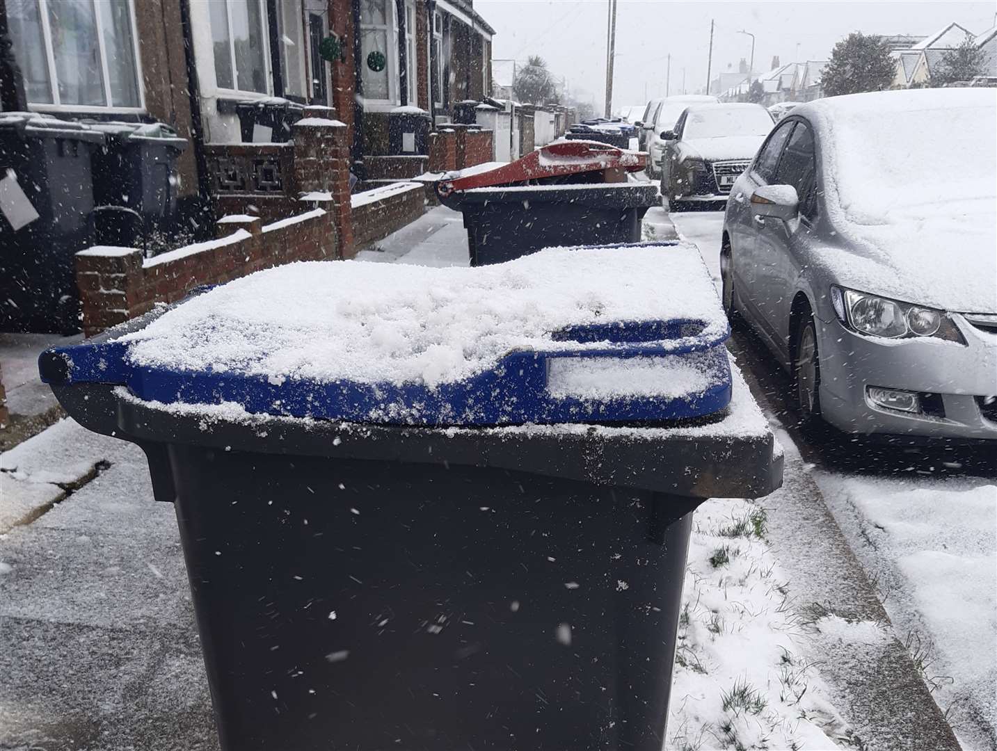 Thousands of bins have been missed because of the snow