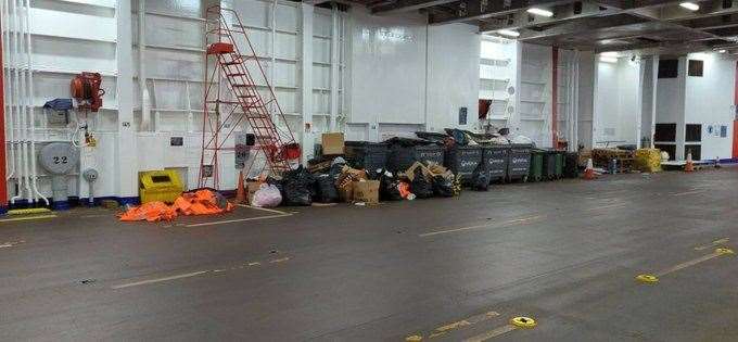 Photo appears to show dumped personal belongings in bins. Image: Nautilus International