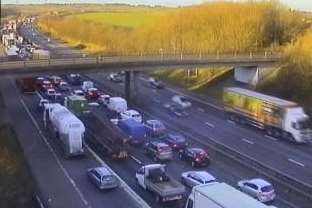 Queues on the M25 after a lorry fire. Picture: Highways Agency