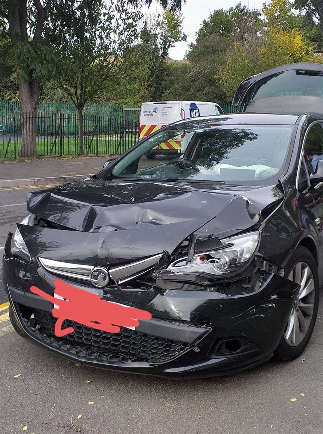 A car was badly damaged following a crash on Old Manor Way, Barnehurst. Photo: Clare Lodge