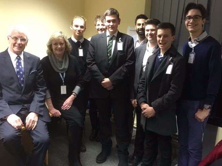 George Perfect with representatives from Medway Youth Council and Medway Youth Parliament, with then Police & Crime Commissioner Anne Barnes and the late councillor Mike O'Brien in January 2016