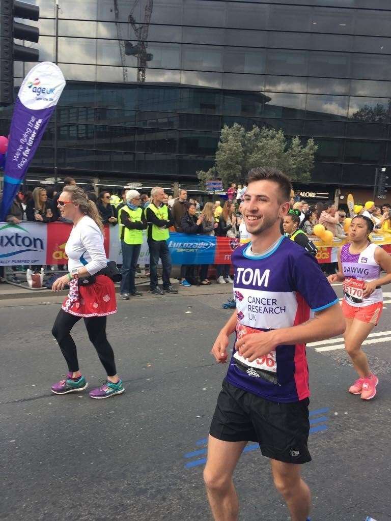 Tom Mackelden at the London Marathon in memory of his mother