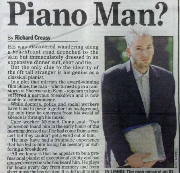Piano Man? The Mail on Sunday front page 'splash'