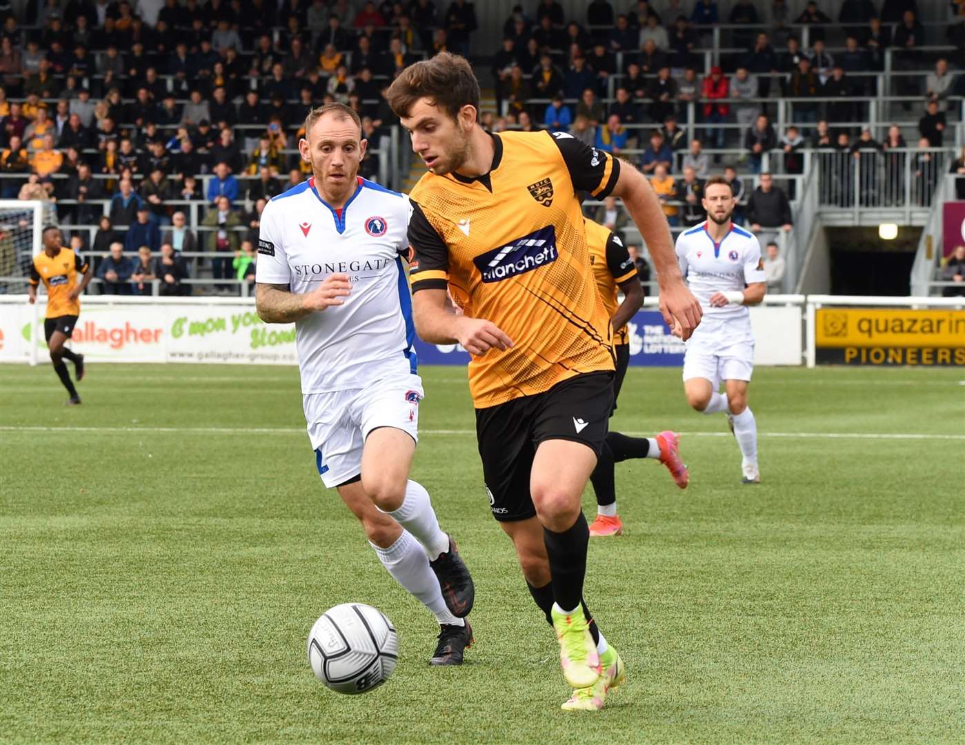 Maidstone loanee Hady Ghandour in action against Dorking Picture: Steve Terrell
