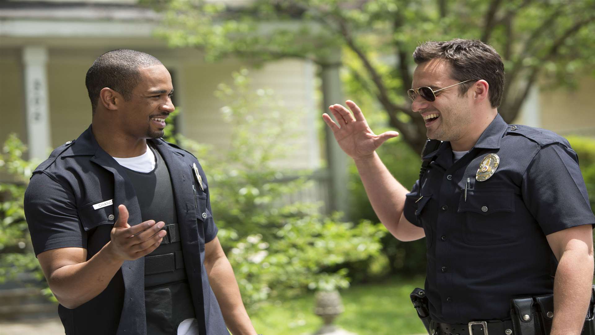 Jake Johnson as Ryan and Damon Wayans Jr as Justin, in Let's Be Cops. Picture: PA Photo/Fox UK