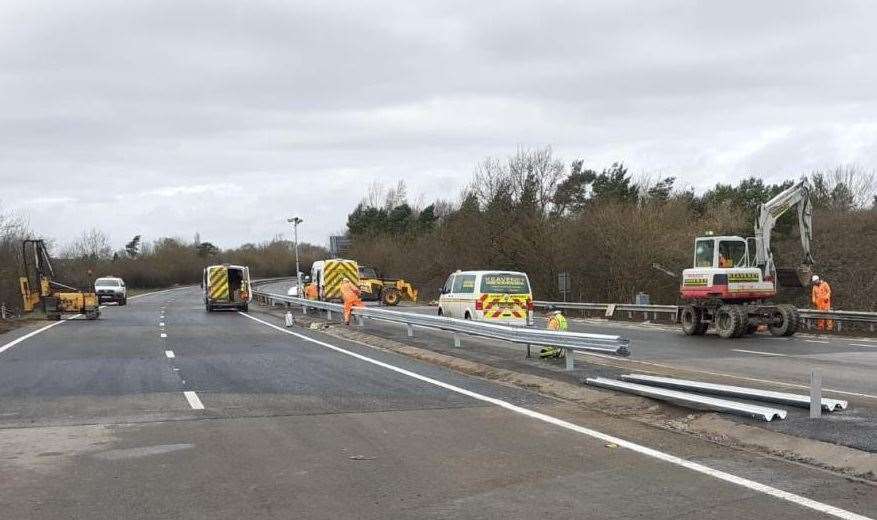 Finishing touches being made to A21 to get ready for reopening. Picture: Highways England