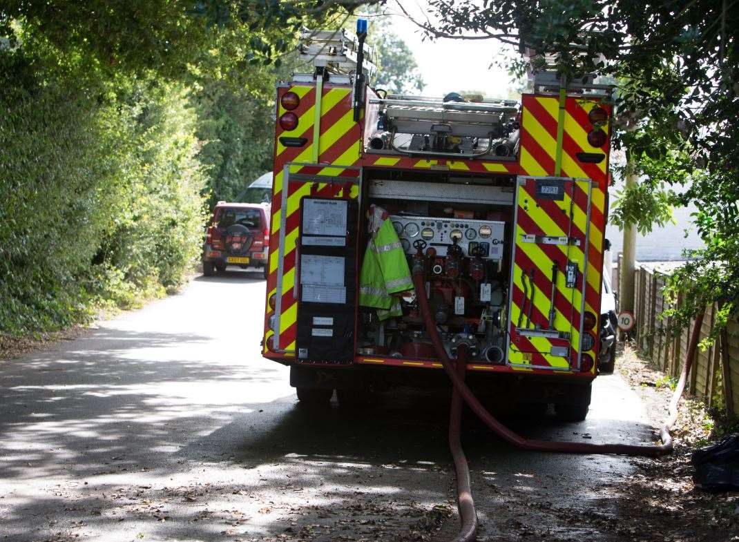 A fire engine at the scene. Picture: Grant Melton