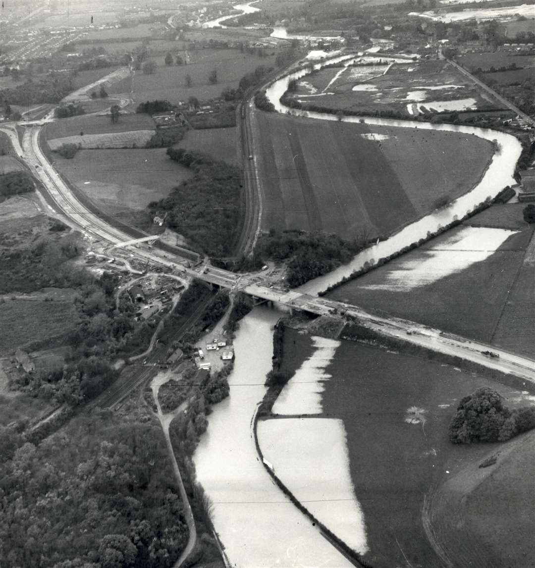 The new bridge across the River Medway on the western section of the Maidstone bypass opened in December 1960