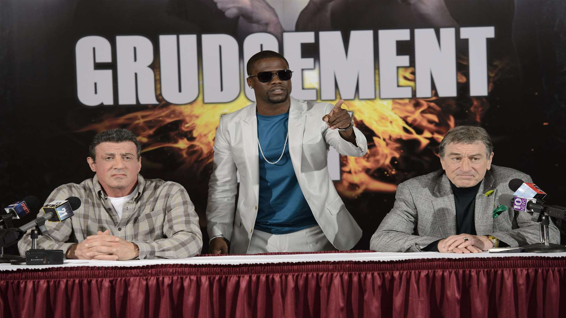 Kevin Hart, Robert De Niro and Sylvester Stallone, in Grudge Match. Picture: PA Photo/Warner Brothers