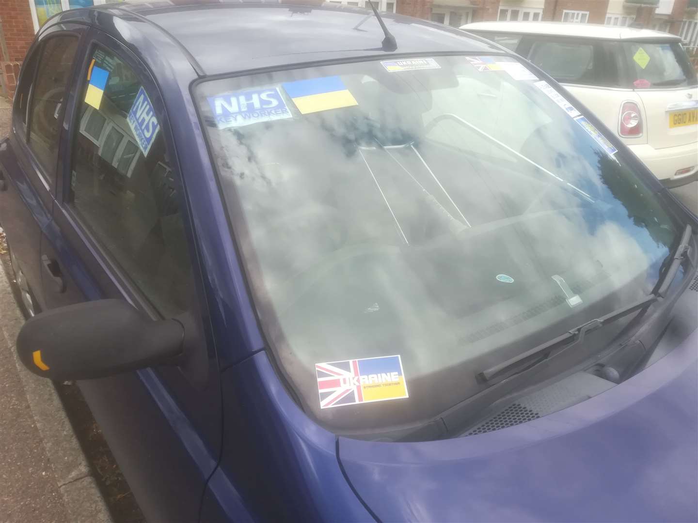 Brian Grove's car with Ukrainian flag stickers