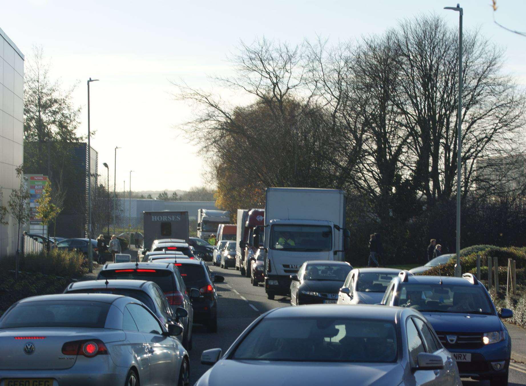 Traffic at Barrey Road, Sevington. Credit: Ian Sharp