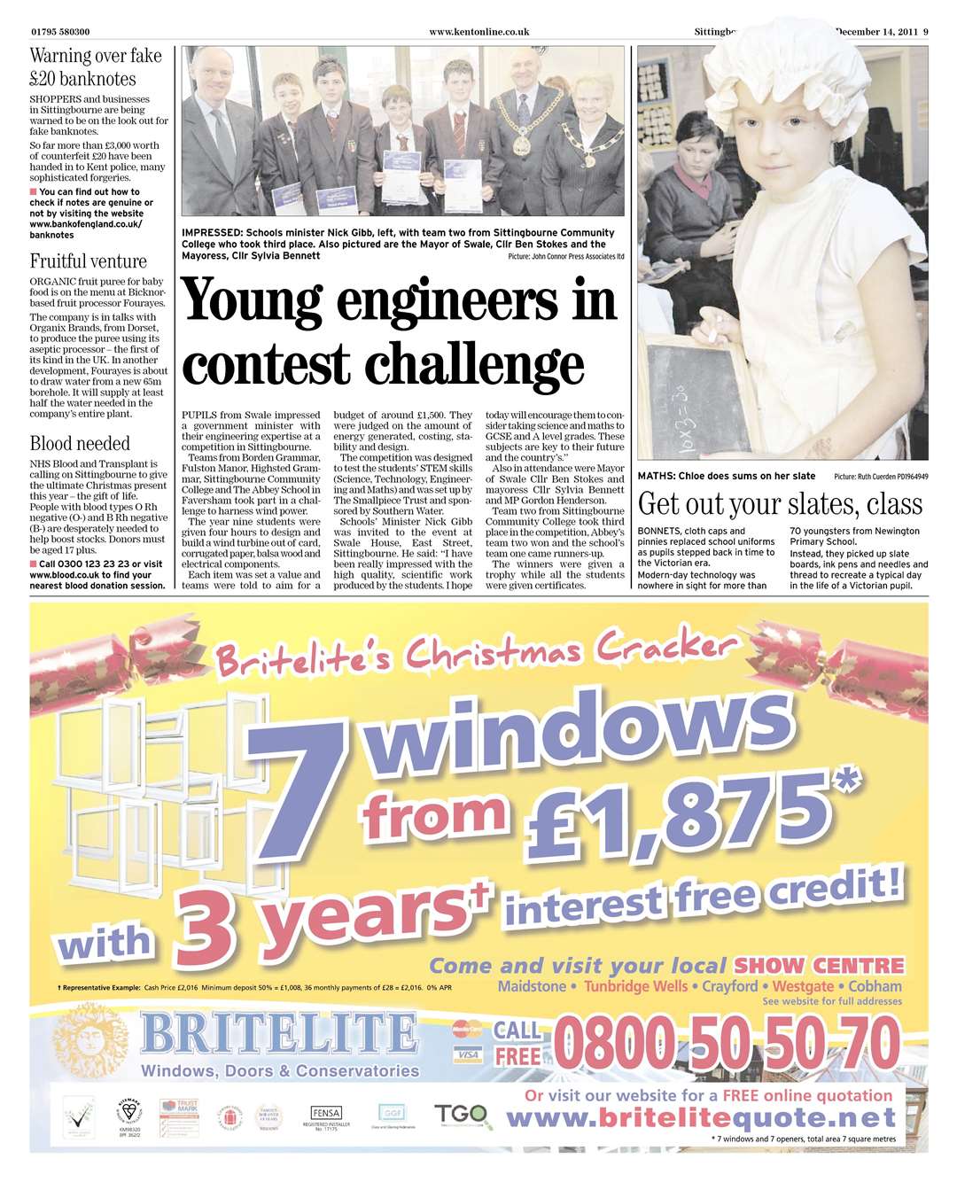 A page from the new Sittingbourne News Extra, launched in 2011