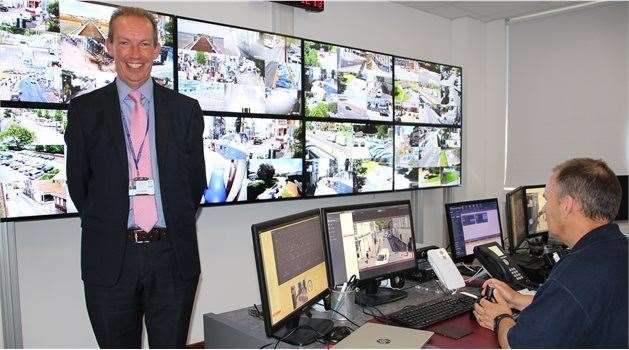Council leader Trevor Bartlett at the authority's CCTV room. Picture: Dover District Council