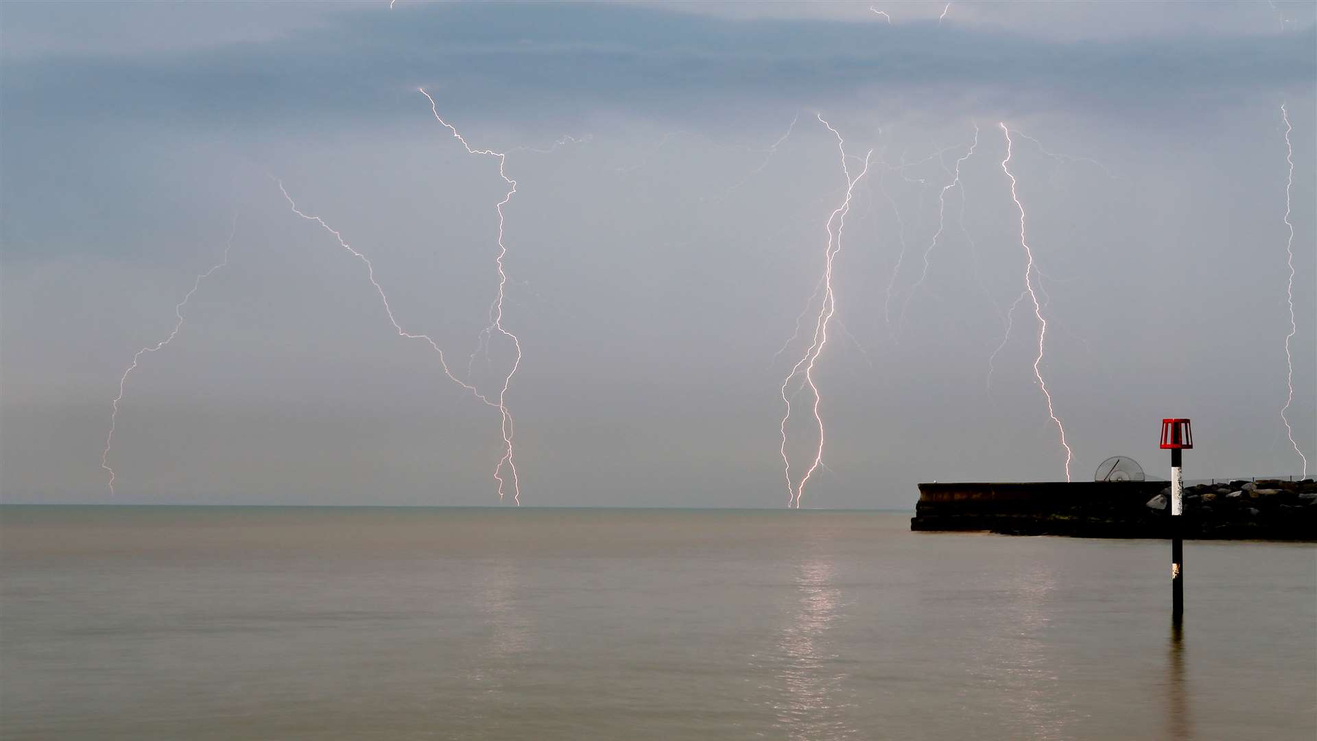 A thunderstorm passes the Kent coastline near Kingsdown. Picture: Shaun Fellows/Shine Pix Ltd