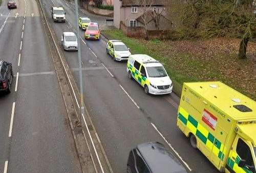 Police and ambulance vehicles were spotted along the ring road