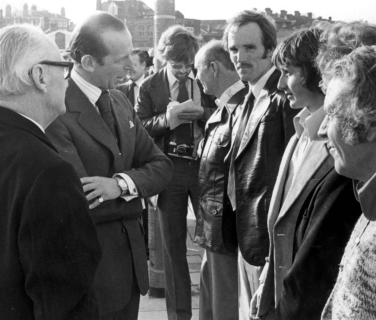 The Duke of Kent opening Maidstone Bridge in 1978 and chatting to some of the workmen