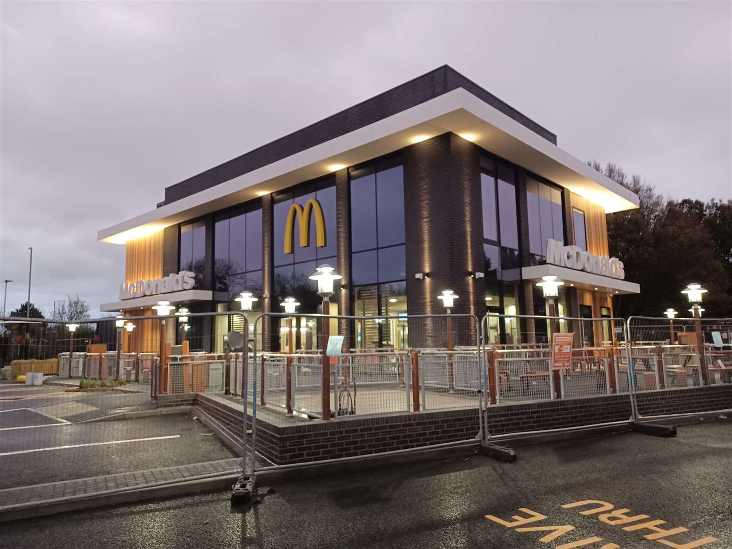 The new McDonald's in the Tesco car park in Cheriton, Folkestone, looks ready to open