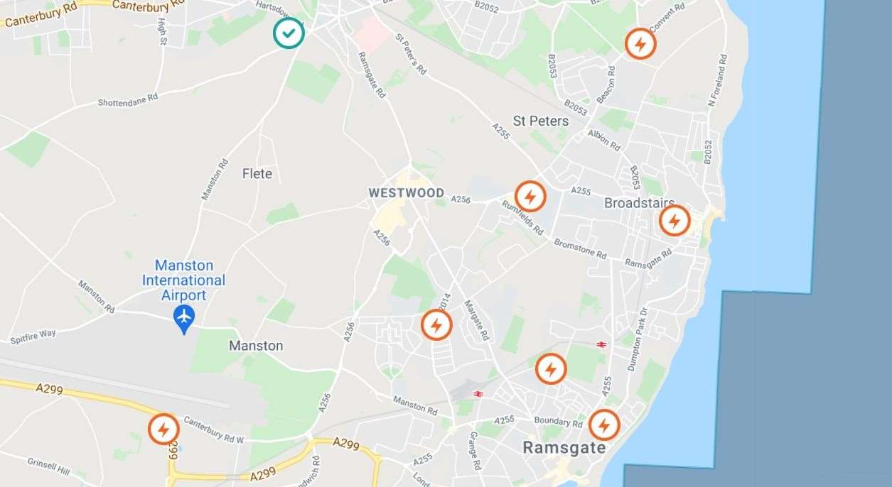 Hundreds of homes have lost power across Thanet. Picture: UK Power Networks