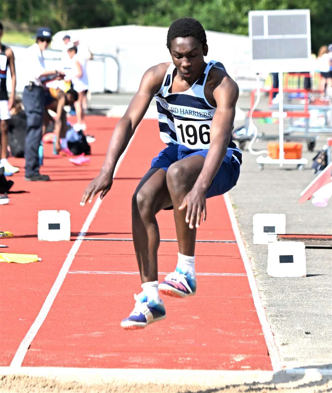 Derayo Alade (Dartford Harriers AC) was second in the Under-17 Men’s triple jump. Picture: Simon Hildrew