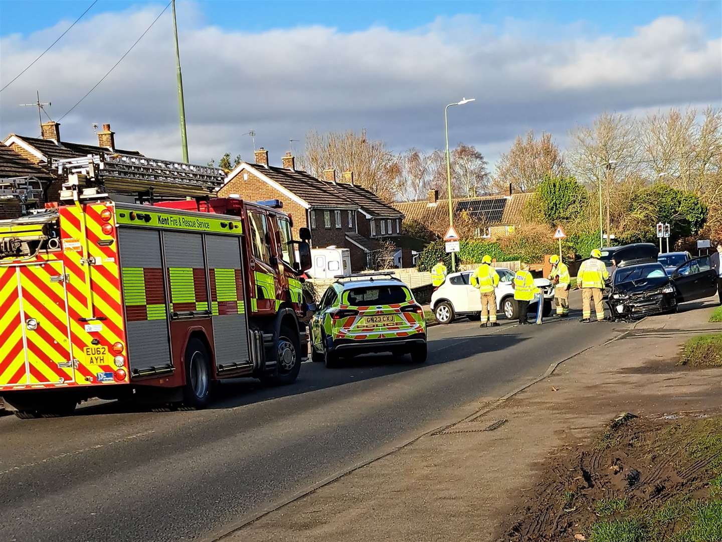 A two-car crash along Willington Street in Maidstone caused delays today. Picture: Don Wright