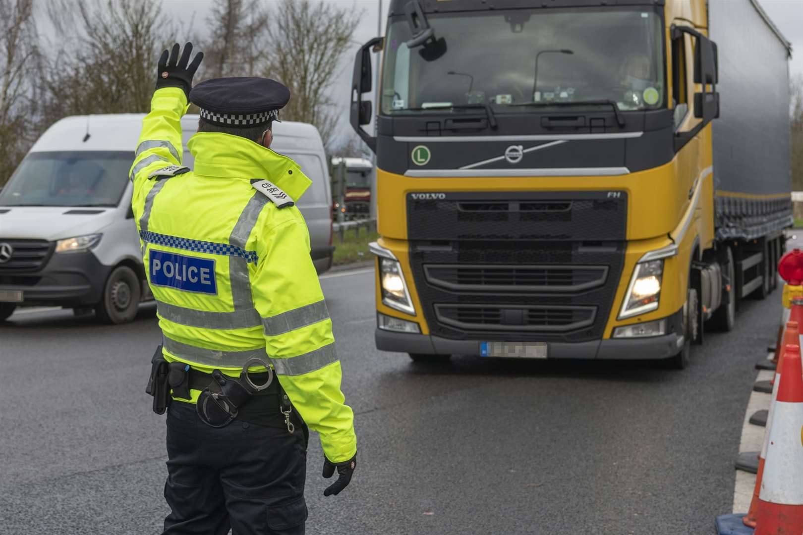 Officers strive to manage lorry traffic. Picture: Kent Police