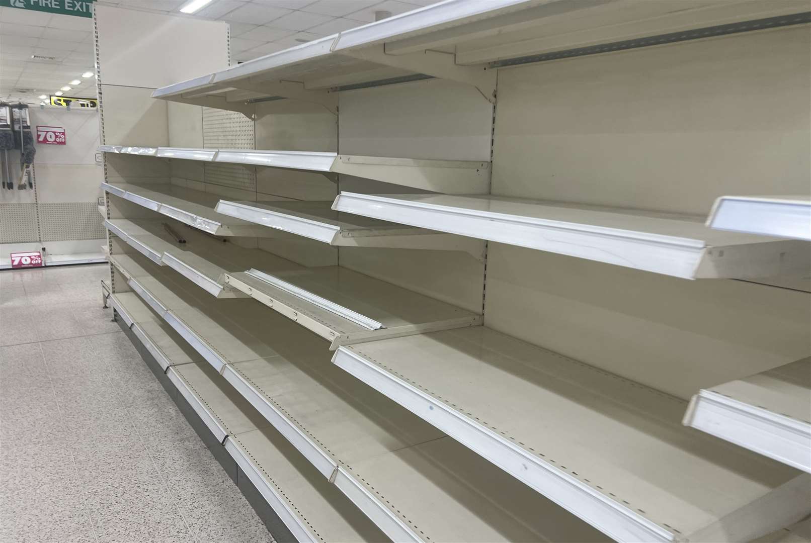 The empty shelves inside Wilko in Sittingbourne. Picture: Megan Carr