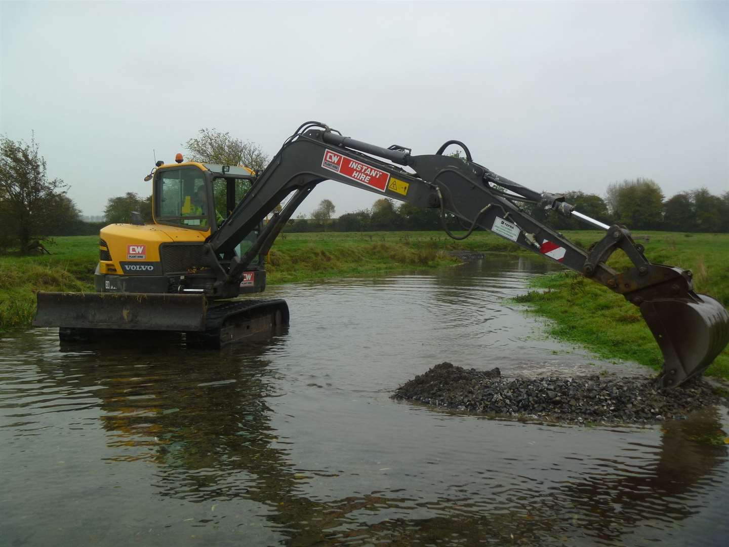Mechanical excavators carried out the project to narrow the river bed, allowing wildlife to flourish. Picture: Environment Agency