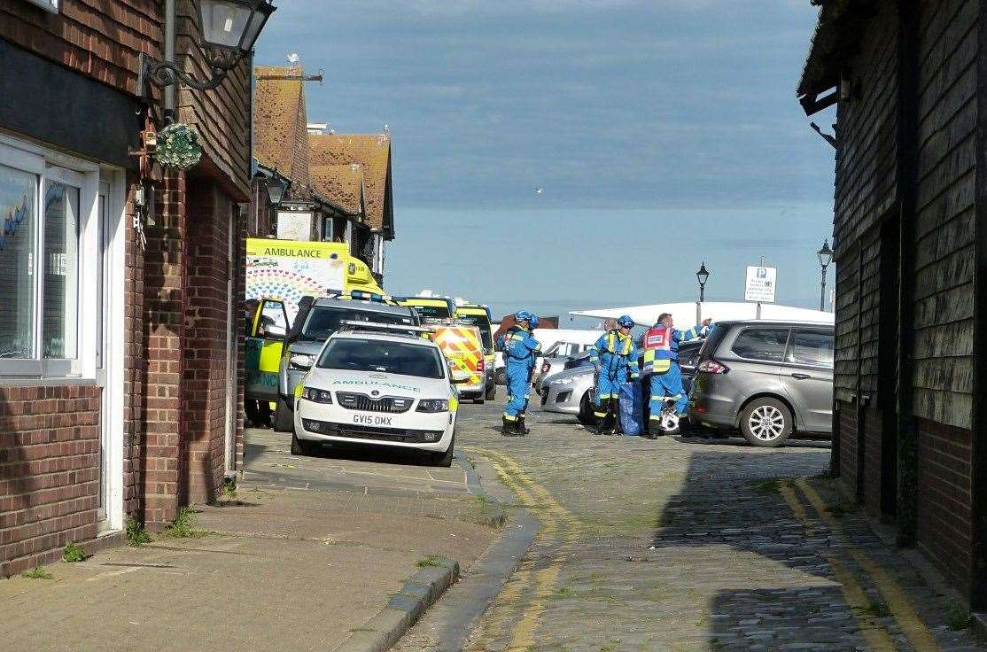 Ambulance crews and other emergency services descended on Folkestone Harbour Picture: UKNiP