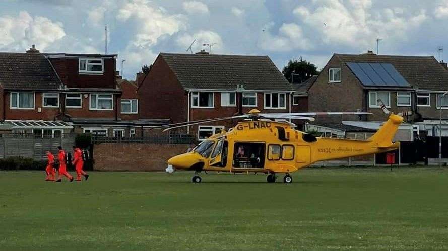 An air ambulance was pictured in Milton Rec