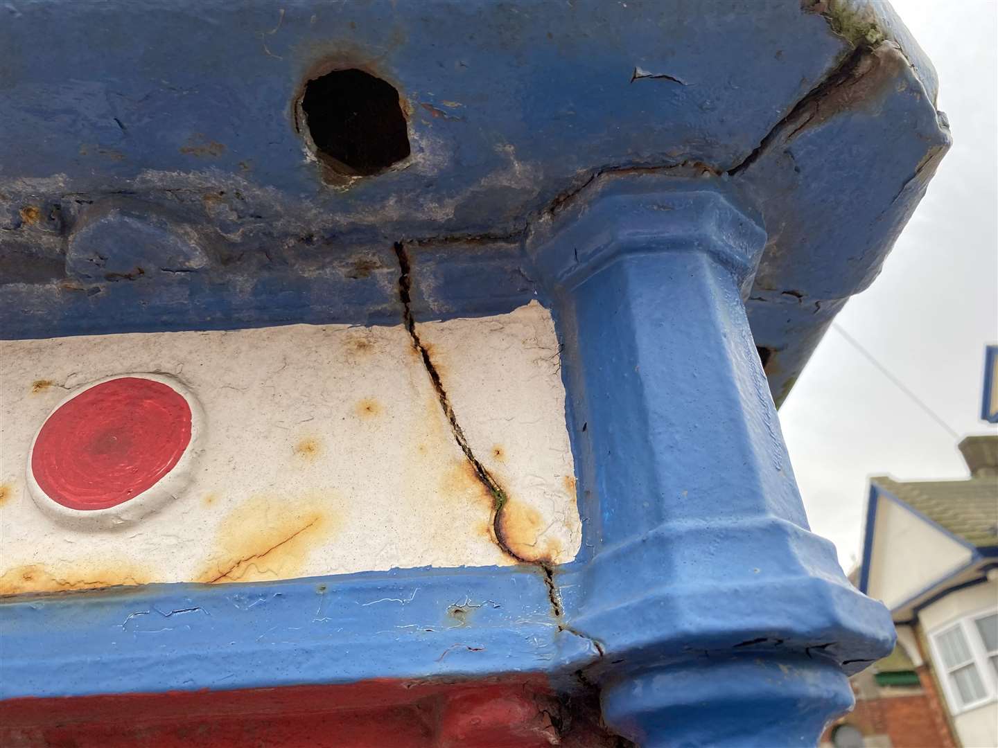 Metal damage at the top of Sheerness clock tower. Picture: Swale council